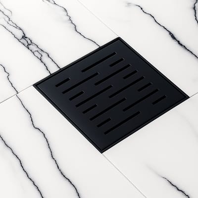 AquaVik Doucheput Kvadrat 15 x 15 cm Mat Zwart Zijuitlaat