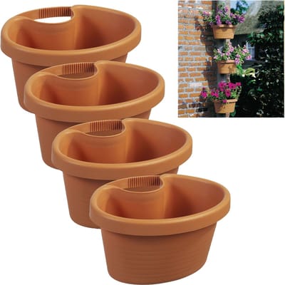4 Ruime Regenpijp Bloempotten Plantenpot Terra 27x23x14cm
