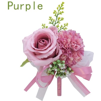 5 Kleuren Polsbloemen Bruid Bruidsmeisje Parel Zijdelint Feest Bruiloftsdecoratie Op de Pols Corsages Kunstmatige Rozen Bloem