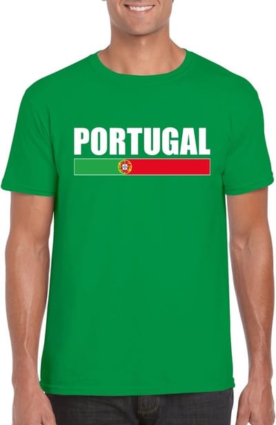 Groen Portugal supporter t-shirt voor heren - Portugese vlag shirts S
