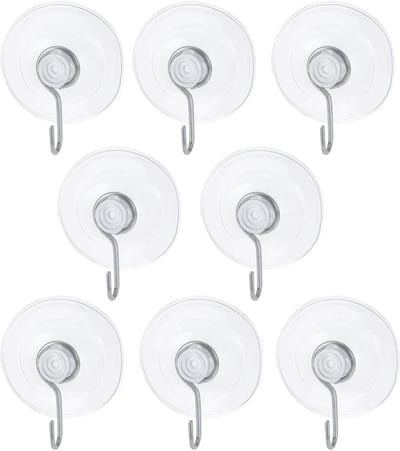 Dailygoods- Zuignaphaken Set van 8 - Transparant - Herbruikbaar - Zonder boren - Ideaal voor ramen - Geschikt voor gladde oppervlakken - Zuignappen