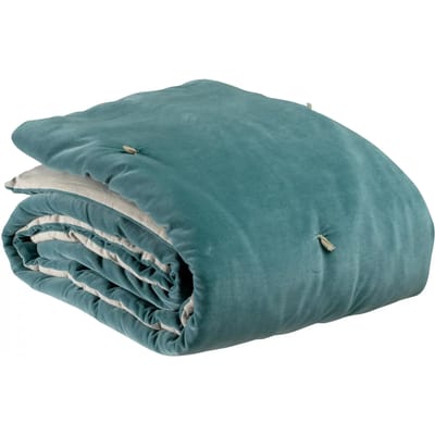 Gebreide plaid Elise in katoen met noppen (140 x 200 cm) - Grijsgroen