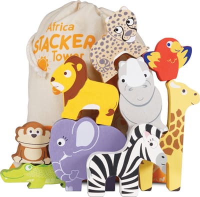 Houten Stapeldieren Safari - Stapelspeelgoed