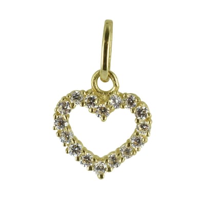 New Bling 132401198 Gouden Hangertje - Hartje - Zirkonia - 7 x 7,3 mm - 14 Karaat - Bedel - Goud