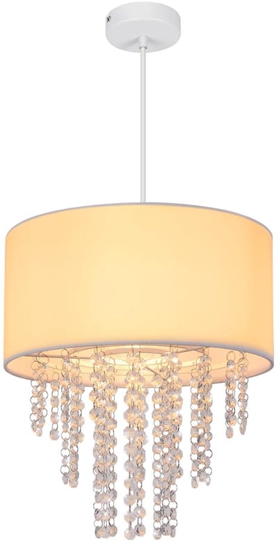 Glitzerlife - Hanglampen - Moderne Kroonluchter - 1xE27 Fitting - Verstelbare Lengte - Kristal Stof Materiaal - Ø32cm - Wit - Hanglamp Eetkamer Woonkamer Slaapkamer