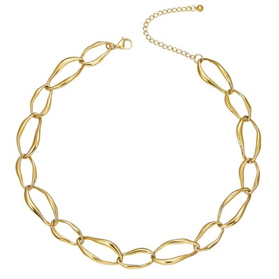 Statement ketting voor dames, roestvrij staal, chunky chain, grote brede schakels, geelgoud verguld