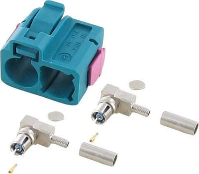 kabeladapter soldeer dubbel Fakra F haaks 90Ã‚Â° groen