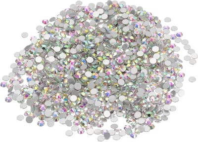 1440 Stuks Diamant Glas Rhinestones - Ronde Achterkant Kristallen voor Kunst, Kleding en DIY Projecten in AB Wit