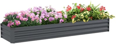 Grote Plantenbak - Luxe Bloembak - Verhoogd Plantenbed - Bloembed - Tuinbed - Kruidenbed - Kweekbak - Moestuinbak - voor Buiten, Terras, Tuin & Balkon - Weerbestendig - voor Groenten, Bloemen & Kruiden - 240 x 60 x 30 cm - Donkergrijs