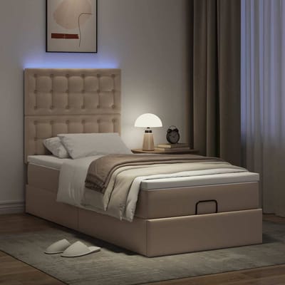 vidaXL - Ottoman - bed - met - matras - en - LED's - 80x200 - cm - kunstleer