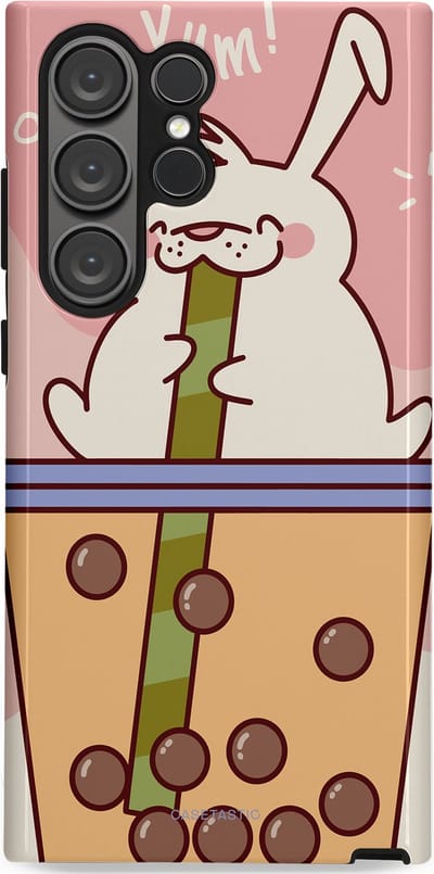 Casetastic Hoesje Geschikt voor Samsung S23 Ultra - Stijlvolle Beschermende Duo-layer Case - Bubble Tea Genot