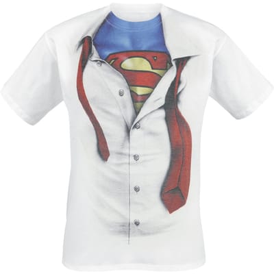 Superman T-shirt - Clark Kent - S tot XXL - voor Mannen - wit