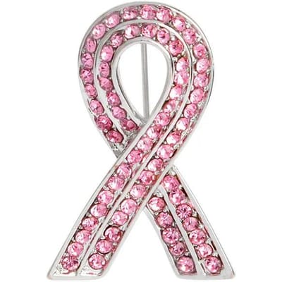Logo de publicité contre le SIDA Ruban Rose Diamant Brillant Émail Broche Blanc Foncé Broches Sac Vêtements Badge de revers Météo Bijoux white