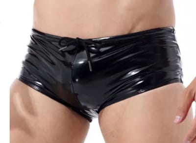 BamBella ® - Boxer short Maat S/M Datex Zwart (Latex en stof SM kleding BDSM erotische heren kleding ondergoed lingerie onderbroek zwart