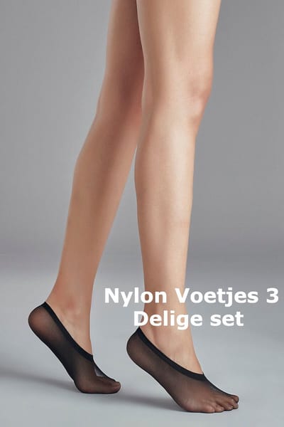 Penti Dames Kousenvoetjes Nylon 3 Paar - ZWART - Maat 35-38