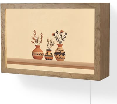 Wandlamp 30x20 cm - Oplaadbaar - Vazen - Bloemen - Bladeren - Minimalistisch - Wandlampen binnen woonkamer - Slaapkamer lamp met kabel - Decoratieve nachtlamp - Vloerlamp snoer