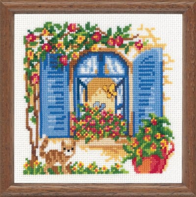 Vervaco - Telpakket kit - Onderonsje aan het raam - PN-0011877 - Borduren - Borduurpakket - Borduurpakket volwassenen