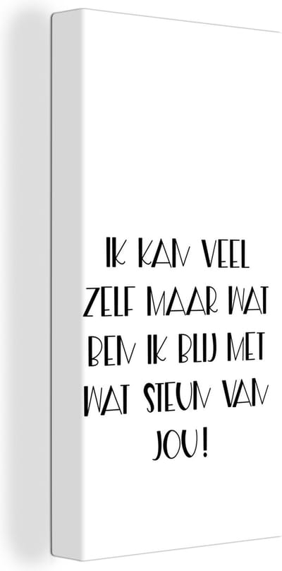 Canvas Schilderij Beterschap - Quote - Zwart - Steun - 20x40 cm - Wanddecoratie