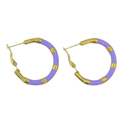Goldplated Stalen Klapoorringen met Paarse Emaille - Hypoallergeen & Nikkelvrij - 3 cm