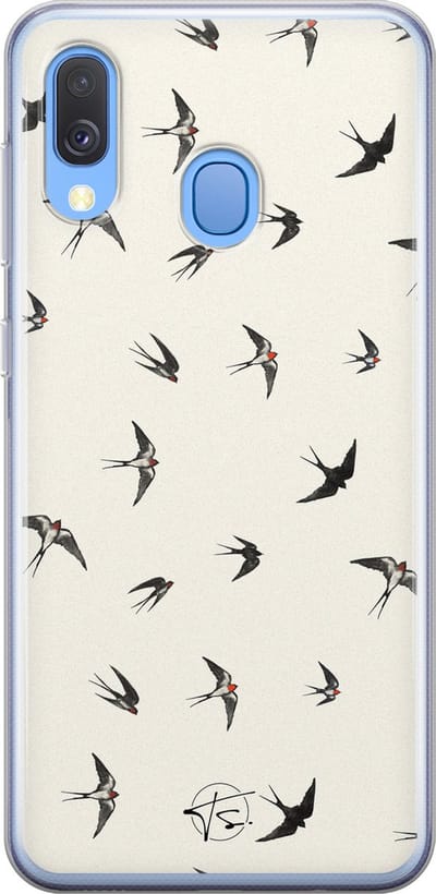 Mooie Telefoonhoesjes - Hoesje geschikt voor Samsung Galaxy A40 - Freedom birds - Soft Case - TPU - Geen opdruk - Beige