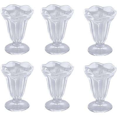 6 stuks IJscoupe Creatieve Unieke Bloem IJscoupe Glas Multifunctionele Transparante Dessertcups white