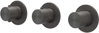 IVY Concord Afbouwdeel Inbouwthermostaat met 2 Stopkranen Symmetry met Ronde Rozetten - RVS 316 Geborsteld Carbon Black PVD