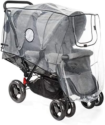 PromoHome Duo Regenhoes voor Kinderwagen - Extra Groot Transparant Kijkvenster - Windbestendige Bescherming voor Broers en Zussen - PVC-vrij en BPA-vrij