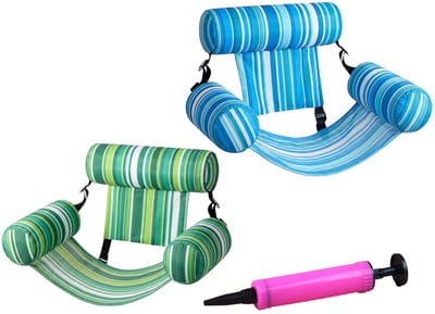 Waterhangmat voor volwassenen - 2 stuks - Drijvende loungestoel - Drijvende ligstoelen - - Waterstoel - Opblaasbare zwembadhangmat - met luchtpomp - Ideaal voor feestjes, spelen en zomers waterplezier - 76 x 35 x 60 cm