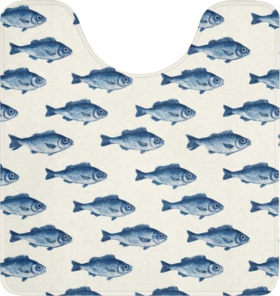 WC mat met uitsparing 55x60 cm - Antislip - Vis - Patroon - Blauw - Toiletmat met uitsnijding - Vloermat - Douchemat - Toilet tapijt - Toiletmatten