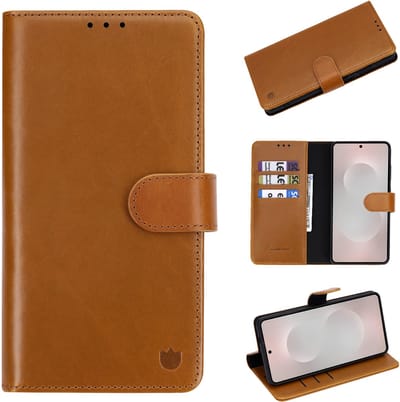 Casemania Echt Leren Hoesje Geschikt voor Samsung Galaxy S26 Ultra - Sienna Brown - Leer 2 in 1 Magnetisch Afneembare Book Case - Portemonnee Hoes met Pasjeshouder - Geschikt voor MagSafe