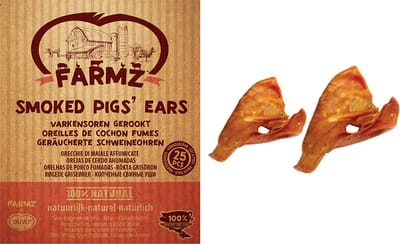 Hondensnack : Farmz varkensoren gerookt bulk 25 stuks