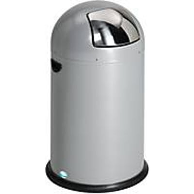 VAR afvalbak, 33 liter, stalen binnenemmer, metalen handvat, zilver