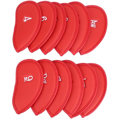12 stuks Zak Golfclub IJzeren Head Covers Waterdichte Beschermer Golfs Headcover met Nummersrood rood