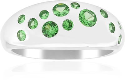 Cavill - Zilveren Ring - 925 Sterling Zilver - AAA Keniaanse Tsavoriet 0,426 ct - Ronde Briljantslijpsel - Robuuste Bezel Zetting - Groene Edelsteen