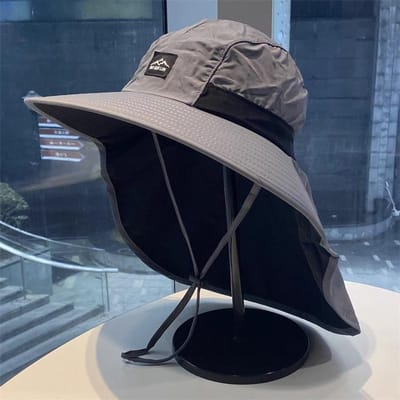Protection solaire et chapeau de soleil de style japonais pour femmes en été, extérieur, adulte, respirant, protection du cou, camping, randonnée, chapeau de pêcheur (54-60cm) black