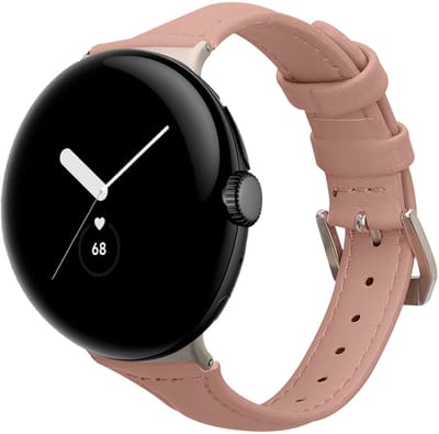 kwmobile lederen horlogebandje geschikt voor Google Pixel Watch Series 41mm / Pixel Watch 4 41mm polsband - Echt leren smartwatch bandje - Activity tracker horloge band in oudroze