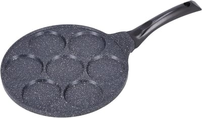 Mini Koekenpan - Pannenkoekenpan Omelet - Ontbijt Maken - 7 Gat Ontwerp - 26.5 cm Diameter - Licht Grijs