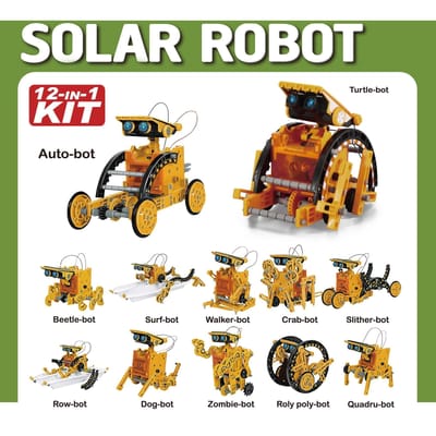 Robot solaire d'expérimentation scientifique 12 en 1, jouet de bricolage, outil d'apprentissage alimenté, Robots éducatifs, Kit de Gadgets technologiques pour enfants