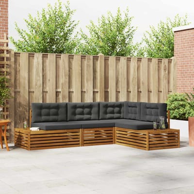 vidaXL - 5 - st - Buiten - bank - set - Massief - Acacia - Hout - en - Polyester