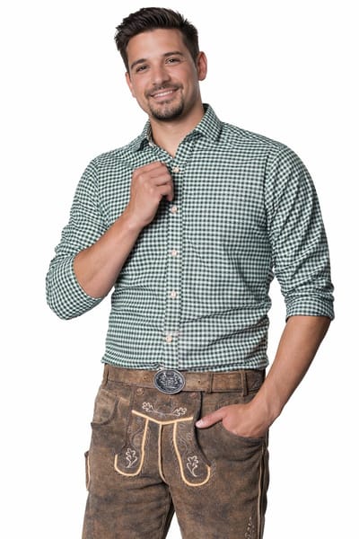 Tannhauser Leopold Oktoberfest Blouse Oktoberfest Heren Carnavalskleding Heren voor bij Lederhosen Man - Lange Mouw - Groen - 70%Katoen30%Viscose - Maat S