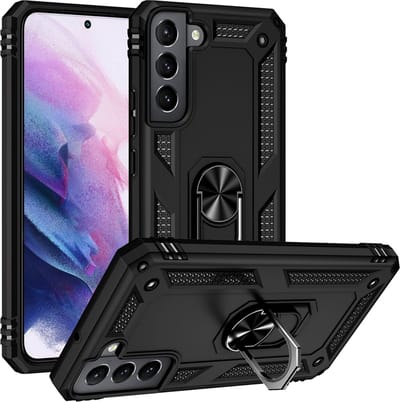 MobyDefend Hoesje - Geschikt voor Samsung Galaxy S22 - Pantsercase Met Draaibare Ring - Zwart