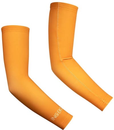 Ingeklikt - Okergele armwarmers met thermovoering - maat L