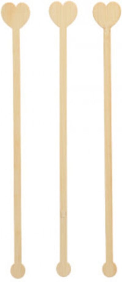 Papstar Herbruikbare hart vormige roerstaafjes - 100 st - hout - 20 cm - Duurzaam