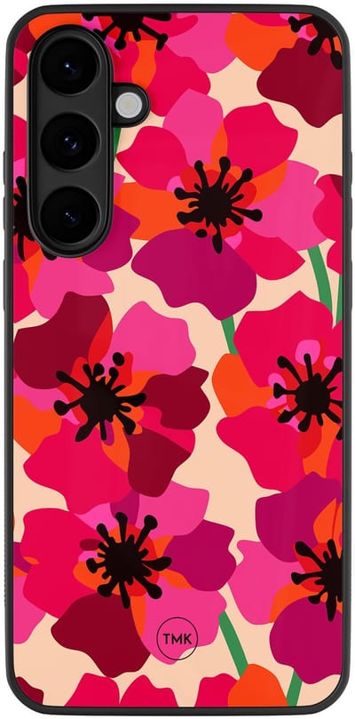 Hoesje geschikt voor Samsung Galaxy S25 FE - Pink floral bliss - Roze - TPU case - Bloemen - Hardcase zwart telefoonhoesje