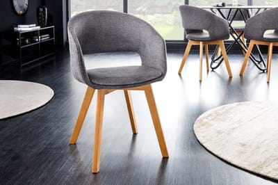 Design stoel NORDIC STAR grijze structuurstof houten poten eikenlook - 43421