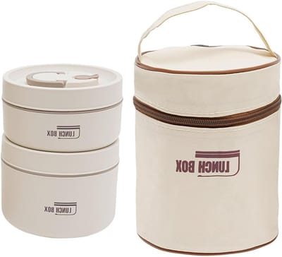 Thermo-Lunchbox RVS met Tas - Lekvrije Thermische Container voor Thuis, Kantoor en Picknick - Houdt Eten Warm, 440 ml en 600 ml, Set van 2
