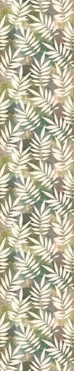 Voorgelijmd vliesbehang - Tropische tinten groen en beige bladeren - 1 rol van 300x60 cm