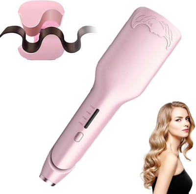 2-in-1 Haarkruller Met 4 Temperatuurstanden - Egg Roll Curl & Natural Wave Anti-Verbrandingsbeveiliging - Bediening Met één Knop - Voor Thuis En Op Reis - Roze