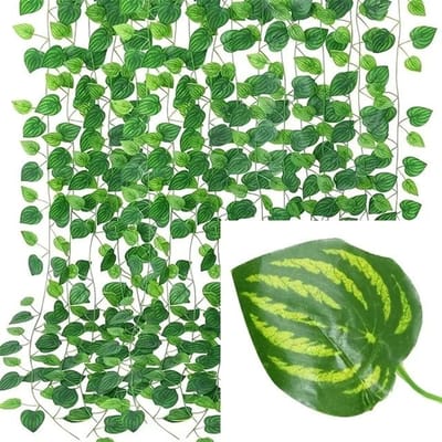 Guirlande de feuilles de lierre vert suspendue Vignes Verdure extérieure Mur Ornementale Bricolage Couronne artificielle Feuilles Fête à la maison Ornementale 50/2M Artificielle 4M-2 Strings