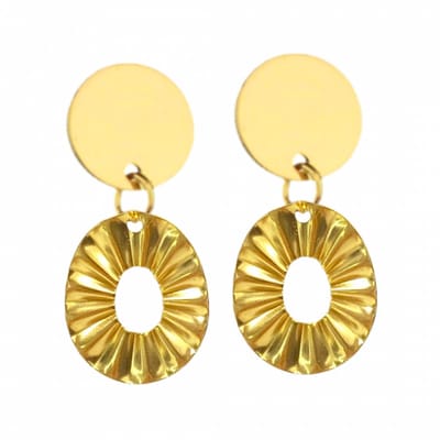 Clip oorbellen -goudkeurig- ovaal- lang- geen gaatje-Charme Bijoux